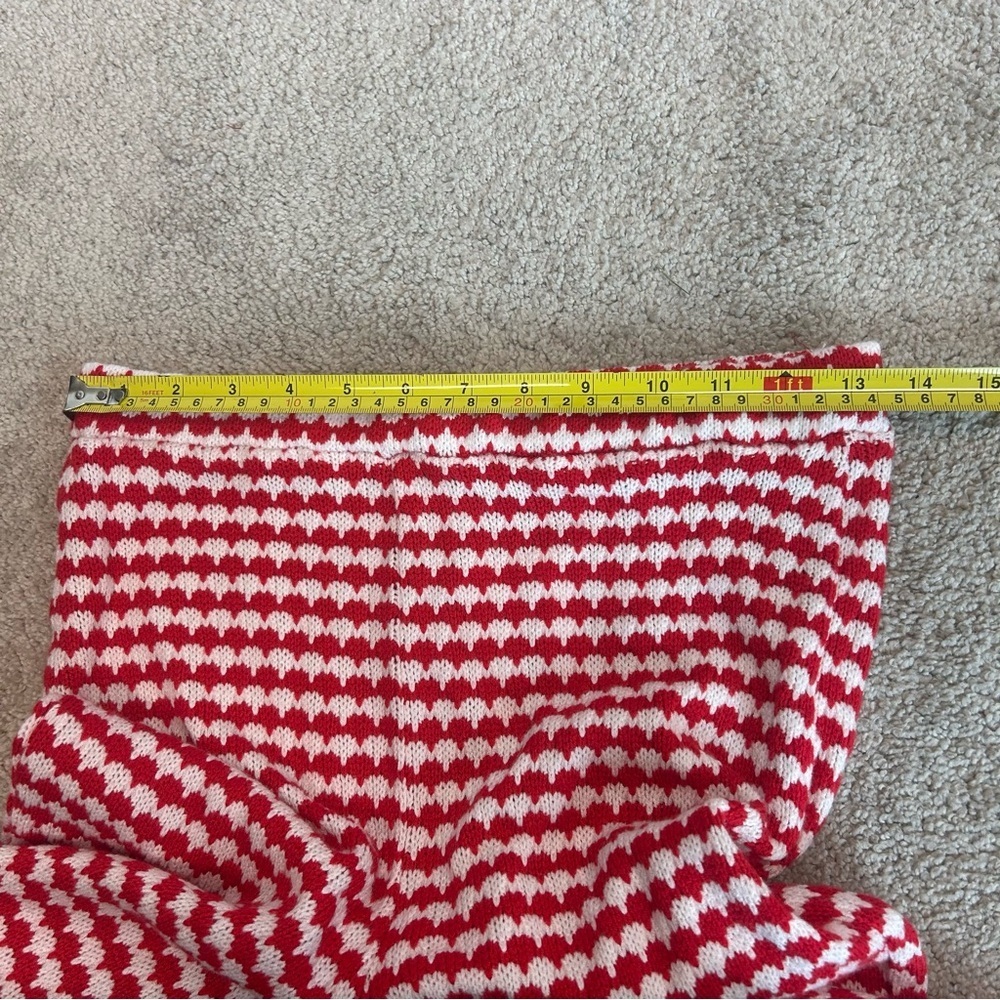Zara red white knit high waisted flare stretchy pull on pants 70’s hippie retro - Picture 8 of 12